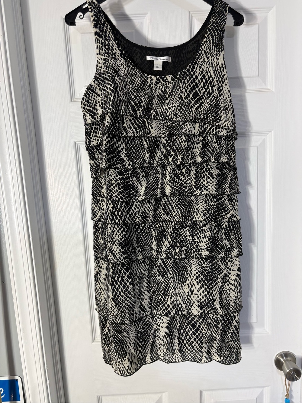 Kenneth Cole Black & White Ruffle Tier Mini Dress